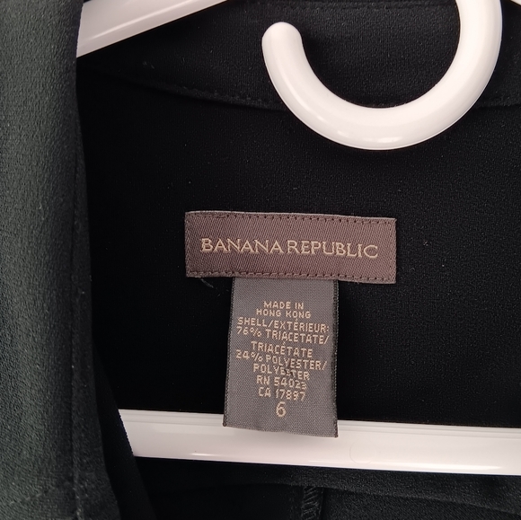 Banana Republic Shirt Dress Midi Black Ruching Button Front A-Line Size 6 - Picture 2 of 14